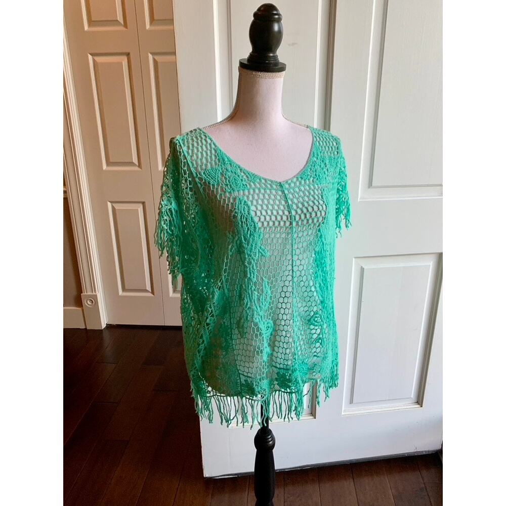Mint Green Y2k Macrame Fringed Top One Size - image 3
